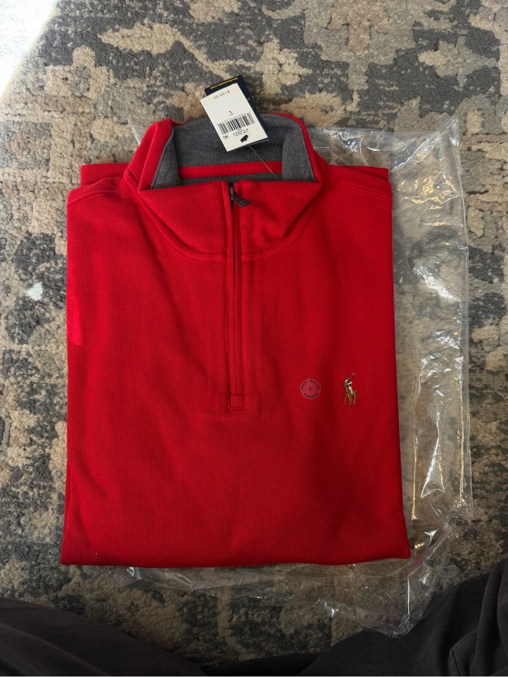 BNWT Polo Ralph Lauren Red Estate Rib Quarter-Zip